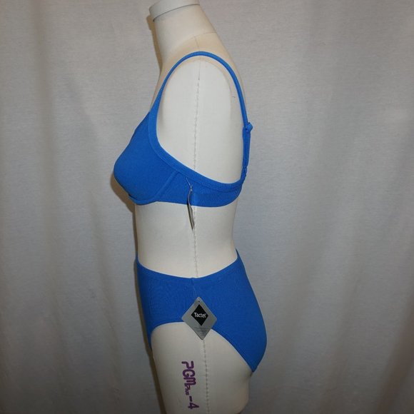 Y2K Deadstock retro bikini High waist bra top electric blue 4 6 Small - Picture 2 of 7